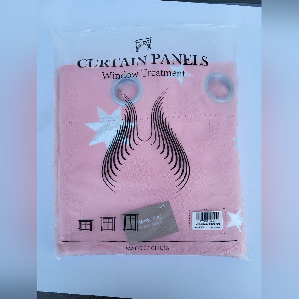 Pink Curtains with Silver Stars